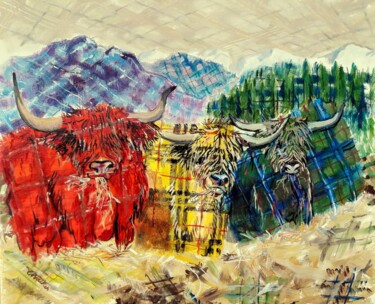 Peinture intitulée "Highland Gathering…" par Christopher Walker, Œuvre d'art originale, Huile Monté sur Châssis en bois