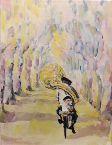 제목이 "Aller à la Répétiti…"인 미술작품 Christopher Walker로, 원작, 기름 나무 들것 프레임에 장착됨