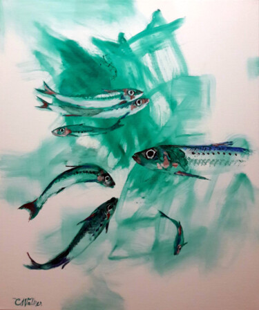 Картина под названием "Scilly Sardines" - Christopher Walker, Подлинное произведение искусства, Масло Установлен на Деревянн…
