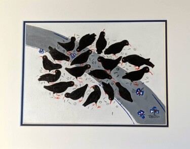 Painting titled "Choughed to Bits" by Christopher Walker, Original Artwork, Acrylic Mounted on Cardboard