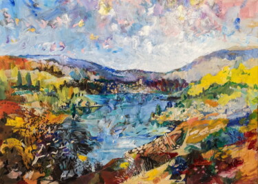 Painting titled "Upper Verdon - Haut…" by Christopher Walker, Original Artwork, Oil Mounted on Wood Stretcher frame