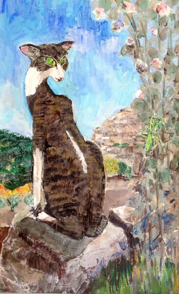 Painting titled "Sleek Cat - Mantis" by Christopher Walker, Original Artwork, Acrylic
