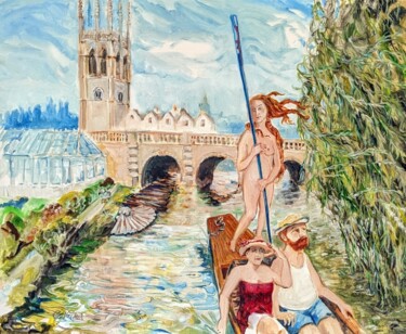 Pintura intitulada "Take a Punt - The M…" por Christopher Walker, Obras de arte originais, Óleo Montado em Armação em madeira