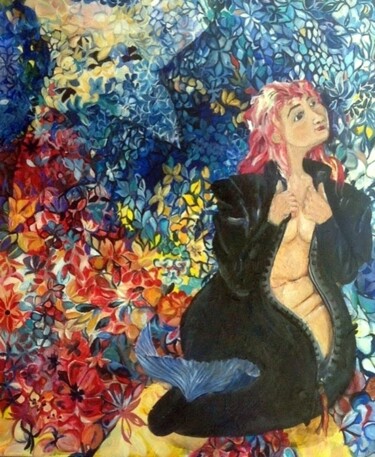 "Brixham Mermaid" başlıklı Tablo Christopher Walker tarafından, Orijinal sanat, Petrol
