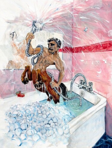 Pittura intitolato "Hotel Shower,Ichthy…" da Christopher Walker, Opera d'arte originale, Olio