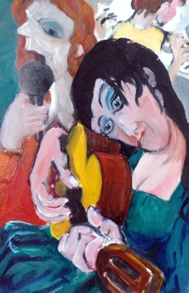 Painting titled "Band Hands, Guitar" by Christopher Walker, Original Artwork, Oil