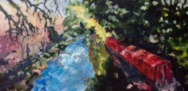 Painting titled "Oxford Canal" by Christopher Walker, Original Artwork, Oil