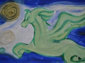 Painting titled "Pegasus." by Christophe Vleminckx, Original Artwork, Oil