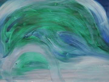 Painting titled "Dolphin." by Christophe Vleminckx, Original Artwork, Oil