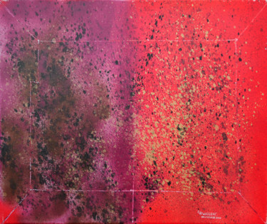 Painting titled "Dualité rouge" by Christophe Weigert, Original Artwork, Acrylic Mounted on Wood Stretcher frame