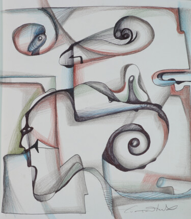 Desenho intitulada "The spiral" por Christos Efstathiou, Obras de arte originais, Lápis