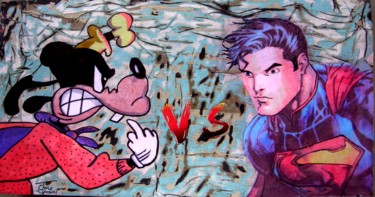 Текстильное искусство под названием "Goofy vs...or conve…" - Chris Tsonias, Подлинное произведение искусства