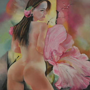 Painting titled "L'éveil" by Christiane Surian, Original Artwork, Oil Mounted on Wood Stretcher frame