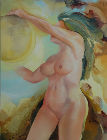 Peinture intitulée "Séléné" par Christiane Surian, Œuvre d'art originale, Huile Monté sur Châssis en bois
