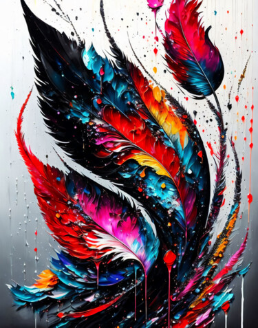 Arts numériques intitulée "Painted Feathers" par Christy Leigh, Œuvre d'art originale, Peinture numérique