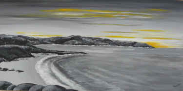 Peinture intitulée "Paysage plage" par Christine Lefrancois, Œuvre d'art originale