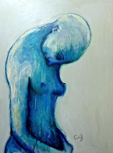 Painting titled "Eau profonde" by Christyne Proulx, Original Artwork, Acrylic