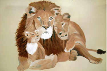 Painting titled "Lions1" by Christy Carrithers-Vesci, Original Artwork