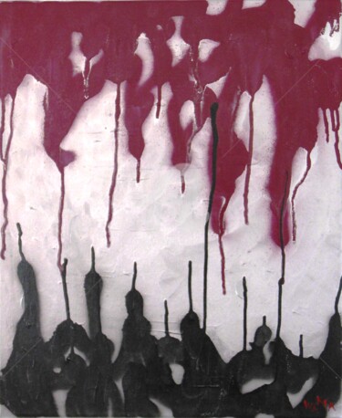 「dripping-red-black-…」というタイトルの絵画 Waktaによって, オリジナルのアートワーク, アクリル