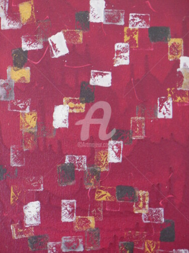 Peinture intitulée "wandering-1-red-33x…" par Wakta, Œuvre d'art originale, Acrylique