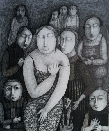 Dessin intitulée "3)La timidité , des…" par Hanna Chroboczek, Œuvre d'art originale