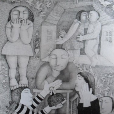 Drawing titled "16)Dans un rêve , d…" by Hanna Chroboczek, Original Artwork