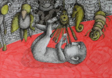 Drawing titled "9-bebe-sur-le-parc-…" by Hanna Chroboczek, Original Artwork