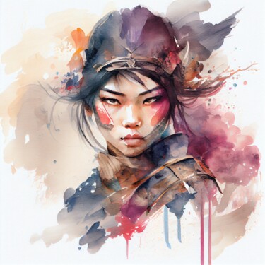 Digital Arts titled "Watercolor Asian Wa…" by Chromatic Fusion Studio, Original Artwork, Watercolor