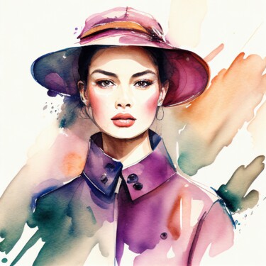 Digital Arts titled "Watercolor Fashion…" by Chromatic Fusion Studio, Original Artwork, Watercolor