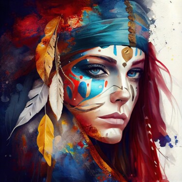 Digital Arts titled "Powerful Warrior Wo…" by Chromatic Fusion Studio, Original Artwork, Oil