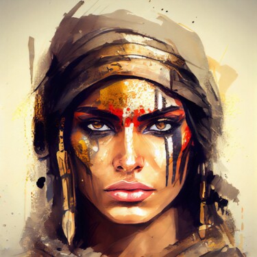 Digital Arts titled "Powerful Egyptian W…" by Chromatic Fusion Studio, Original Artwork, Oil