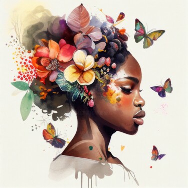 Arte digital titulada "Watercolor Butterfl…" por Chromatic Fusion Studio, Obra de arte original, Acuarela