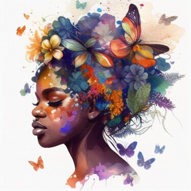 Arte digital titulada "Watercolor Butterfl…" por Chromatic Fusion Studio, Obra de arte original, Acuarela