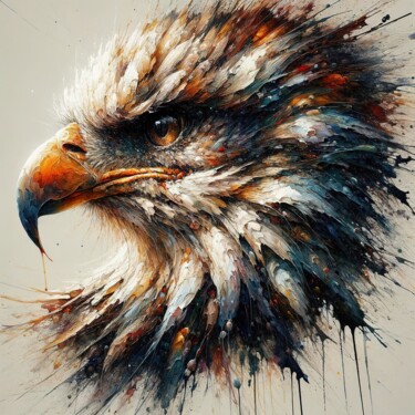 Digitale Kunst mit dem Titel "Powerful Eagle" von Chromatic Fusion Studio, Original-Kunstwerk, Öl