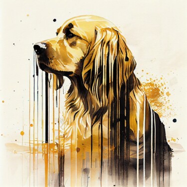 Digital Arts titled "Watercolor Golden R…" by Chromatic Fusion Studio, Original Artwork, Watercolor
