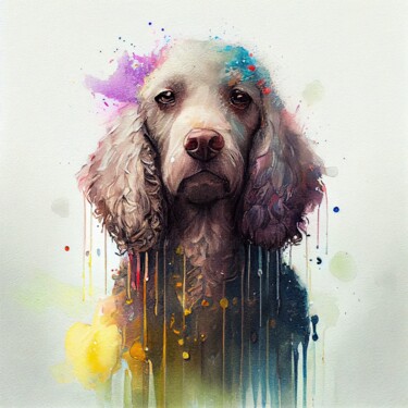 Arts numériques intitulée "Watercolor Poodle D…" par Chromatic Fusion Studio, Œuvre d'art originale, Aquarelle