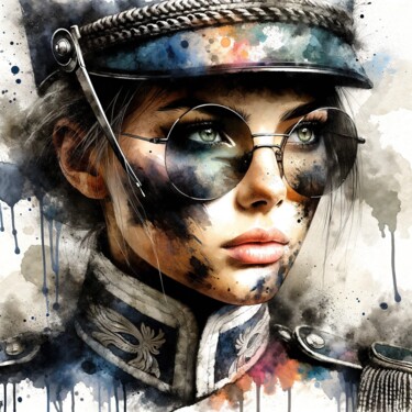 Digitale Kunst getiteld "Watercolor Napoleon…" door Chromatic Fusion Studio, Origineel Kunstwerk, Olie