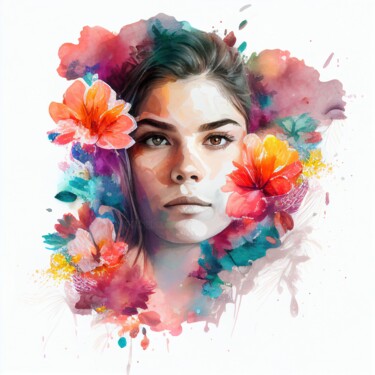 Digital Arts με τίτλο "Watercolor Tropical…" από Chromatic Fusion Studio, Αυθεντικά έργα τέχνης, Ακουαρέλα