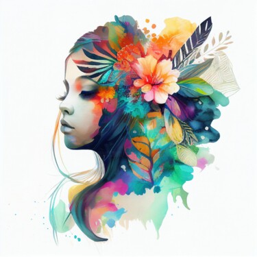 Arts numériques intitulée "Watercolor Tropical…" par Chromatic Fusion Studio, Œuvre d'art originale, Aquarelle