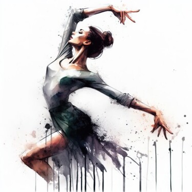 数字艺术 标题为“Watercolor Ballet D…” 由Chromatic Fusion Studio, 原创艺术品, 水彩