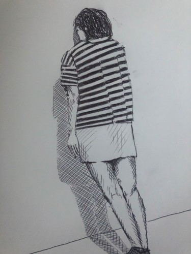Banging Ones Head Against A Wall Drawing titled "Banging Ones Head A…" by Chronicdrawer, Original Art, Ballpoint pen