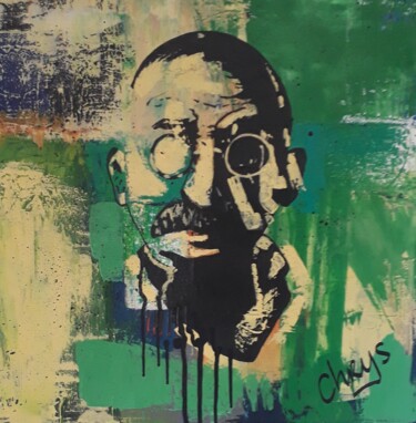 Peinture intitulée "Gandhi" par Chrys, Œuvre d'art originale, Acrylique