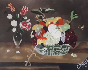 Painting titled "Coupe aux fruits" by Chrys, Original Artwork, Acrylic