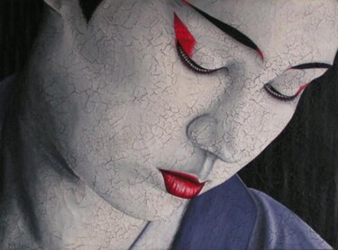 Peinture intitulée "geisha contemporaine" par Chrystel Mialet, Œuvre d'art originale