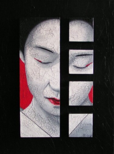 Painting titled "Geisha noire" by Chrystel Mialet, Original Artwork