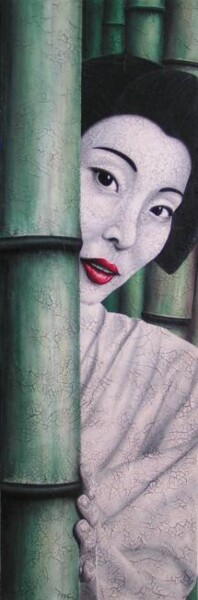 Painting titled "Geisha dans la forê…" by Chrystel Mialet, Original Artwork