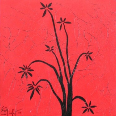 Peinture intitulée "20x20 fleur" par Chrystel Mialet, Œuvre d'art originale