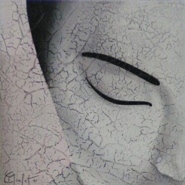 Peinture intitulée "20x20 geisha blanche" par Chrystel Mialet, Œuvre d'art originale