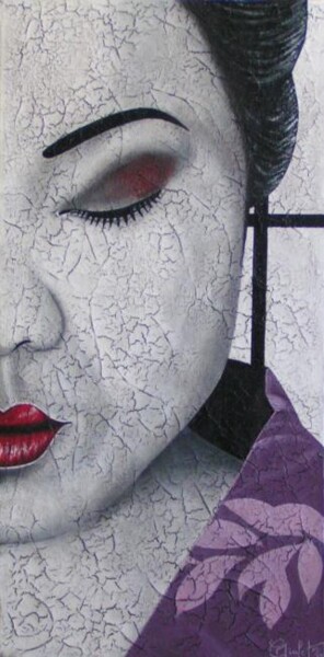 Painting titled "geisha au kimono vi…" by Chrystel Mialet, Original Artwork