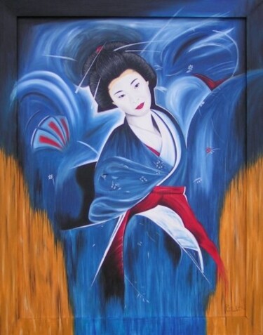 Peinture intitulée "Rêve de Geisha" par Chrystel Mialet, Œuvre d'art originale, Huile